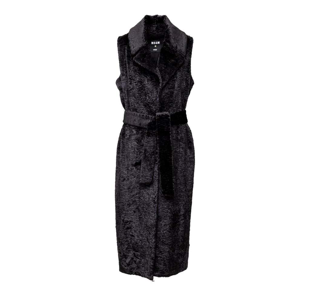 MSGM Sleeveless Coat with Belt - '10s Red Cotton Good - Front View