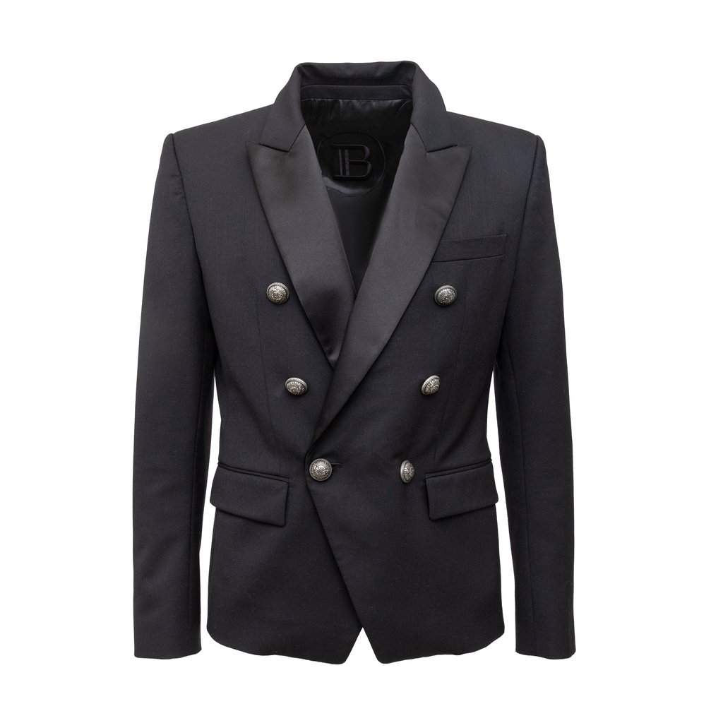 Balmain Double Breasted Blazer - '20s Black Wool Good - Front View