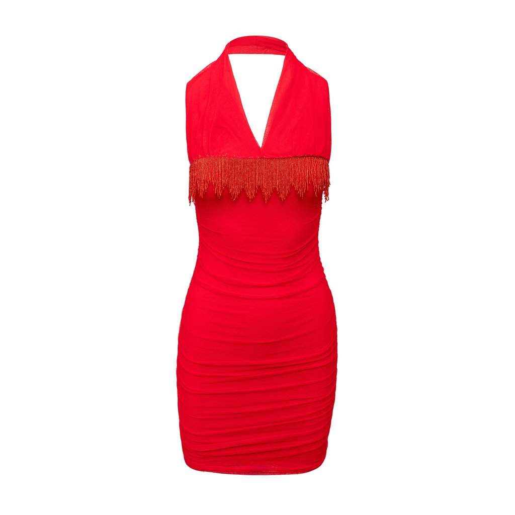 La Perla Ruched Dress with Beads - '00s MultiColor Good - Front View