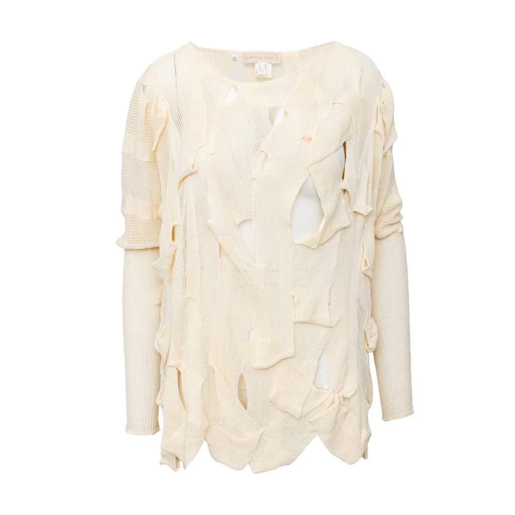 Unsigned Cut-out Top - '90s White Cotton Good - Front View