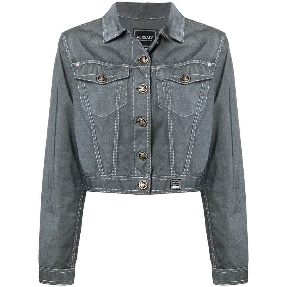 Versace Grey Denim Jacket - '90s Grey Denim Good - Front View
