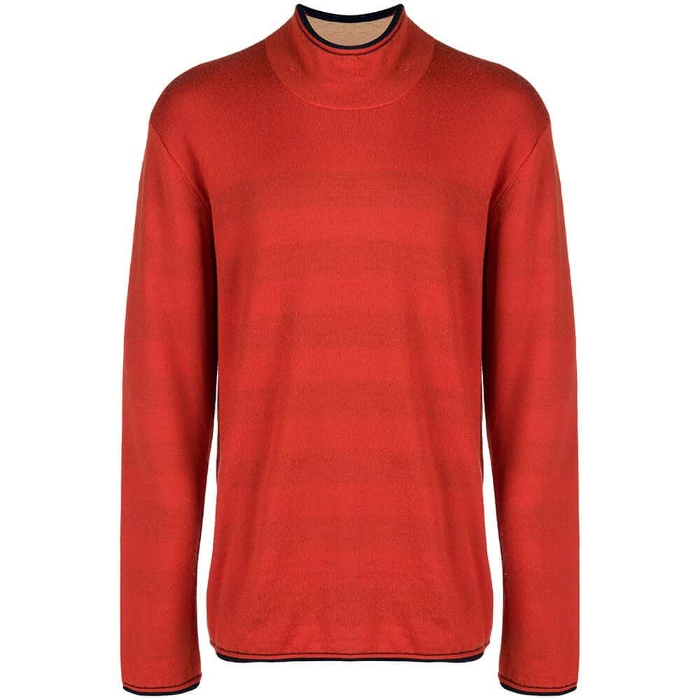 Issey Miyake Orange Wool Sweater - '90s Orange Wool Good - Front View