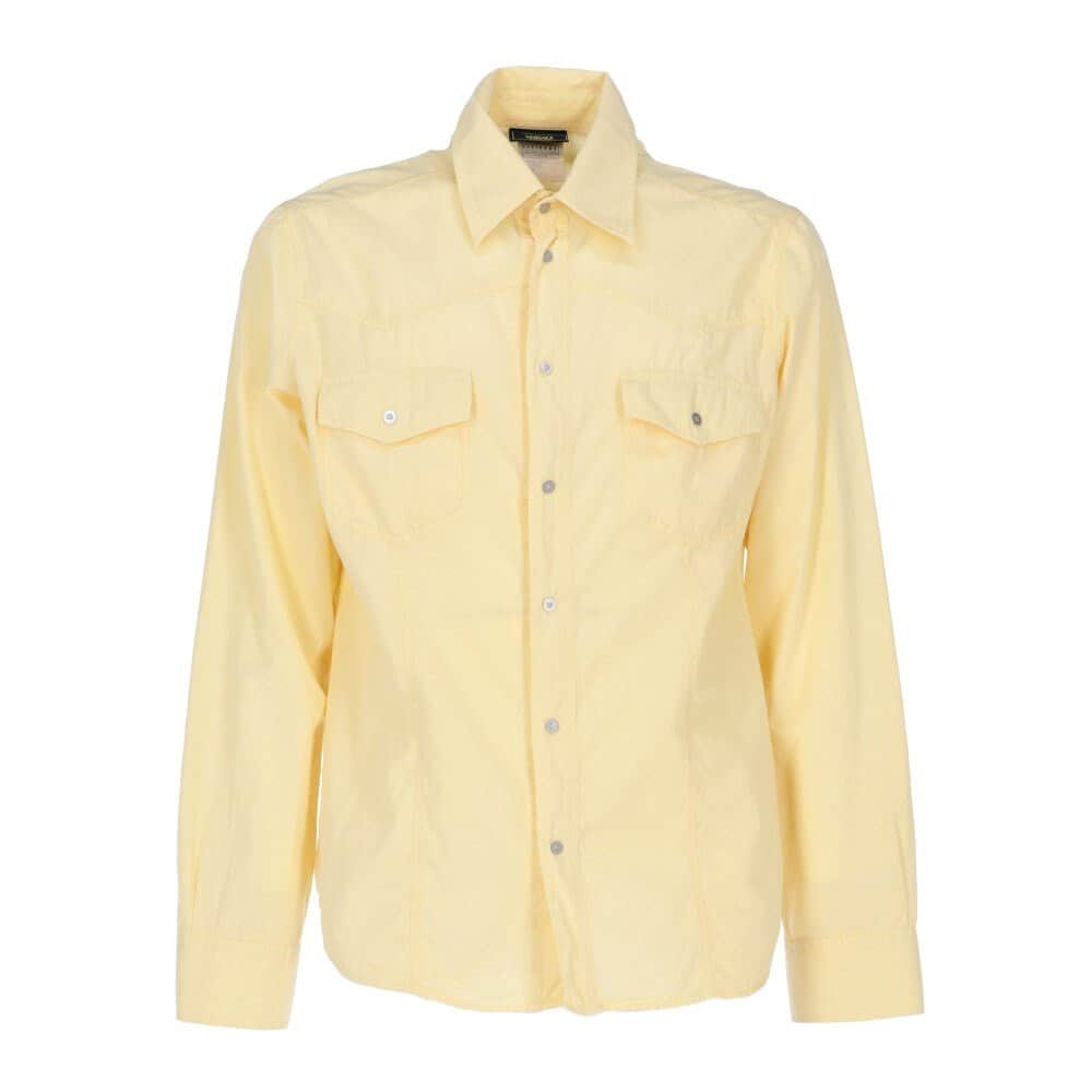 Versace Yellow Cotton Shirt - '90s Yellow Cotton Good - Front View