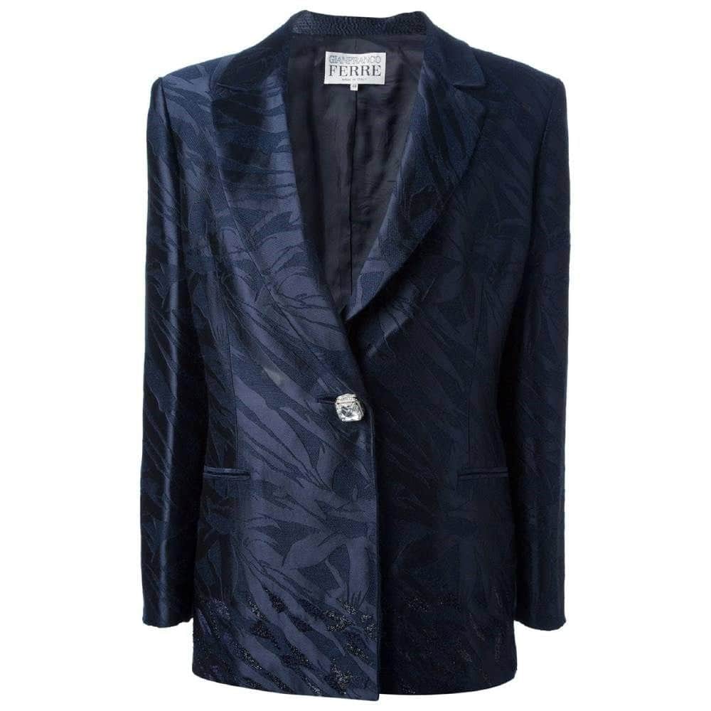 Gianfranco Ferré Blue Skirt Suit - '80s Blue Good - Front View