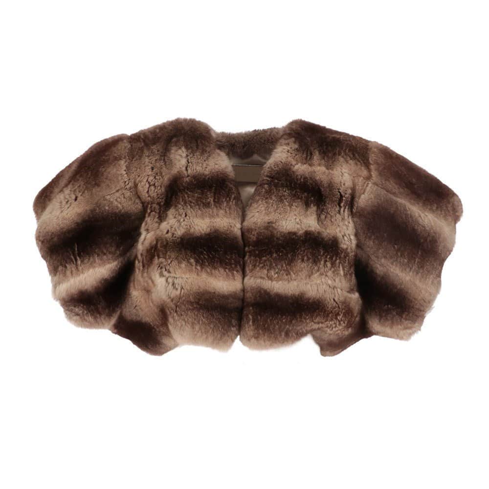 Dolce & Gabbana Brown Chinchilla Bolero - 2000s Brown Silk Good - Front View
