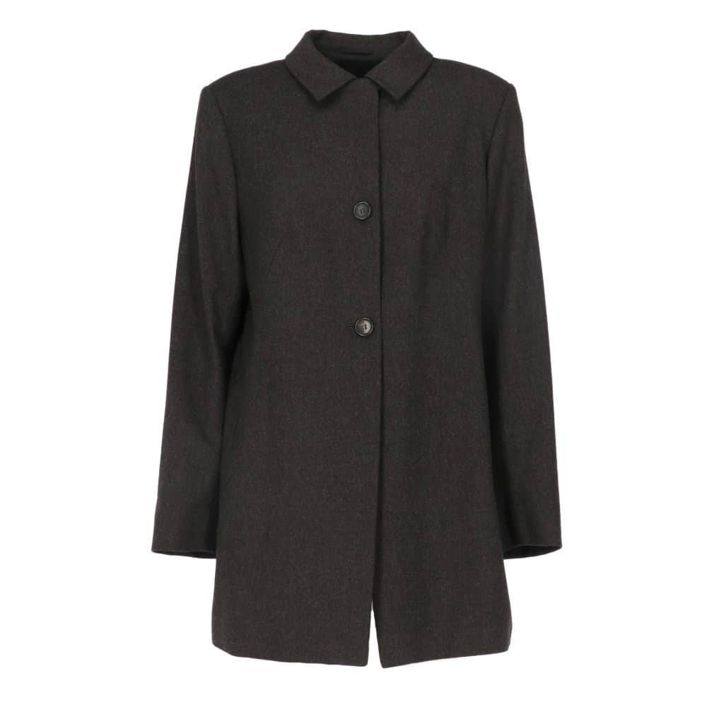 Jil Sander Anthracite Wool Coat - 2000s Red Wool Good - Front View