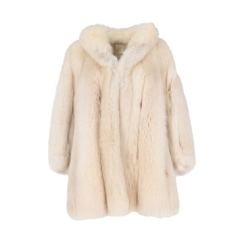 Christian Dior White Fox Fur Coat - '80s White Good - Front View