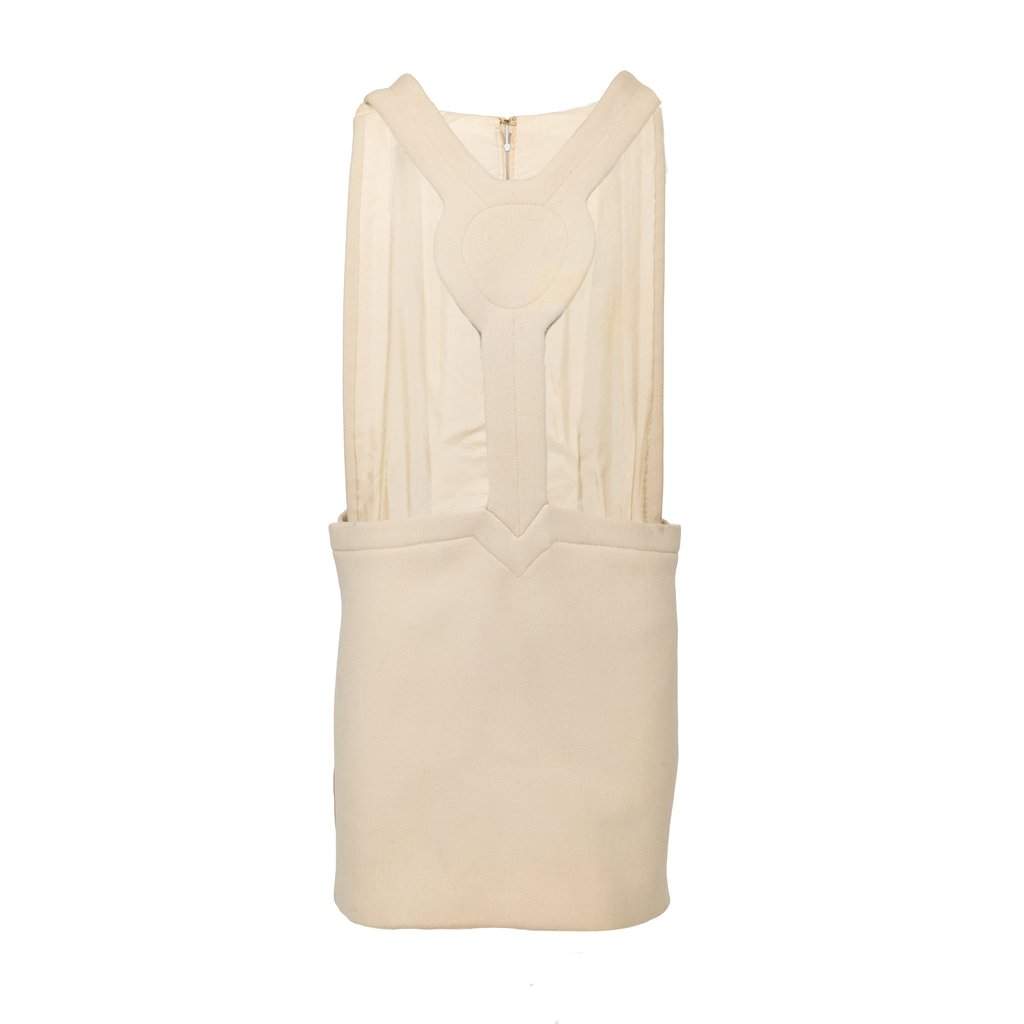 Unsigned Stavropoulos Short Overalls - '60s Beige Wool Good - Front View