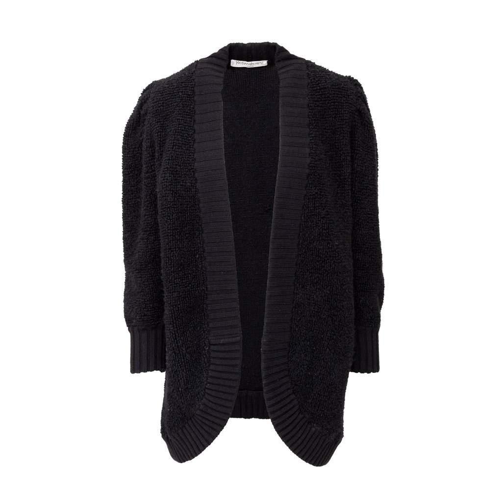 Yves Saint Laurent Tricot Cardigan - '90s Black Wool Good - Front View