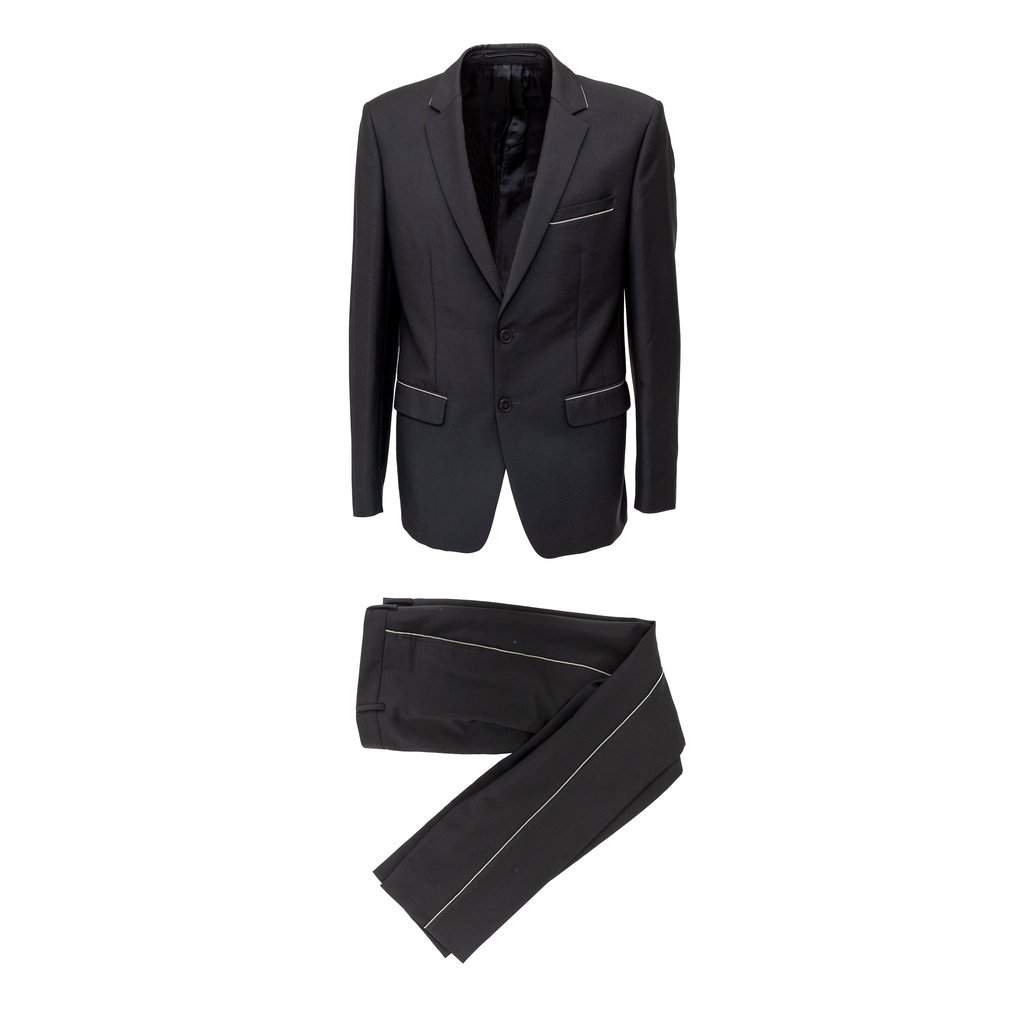Givenchy Suit with Chain Details - '10s Black Wool Good - Front View