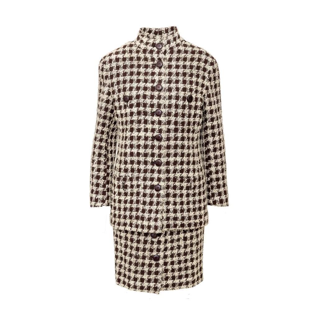 Valentino Boutique Checkered Set - '90s Red Wool Good - Front View