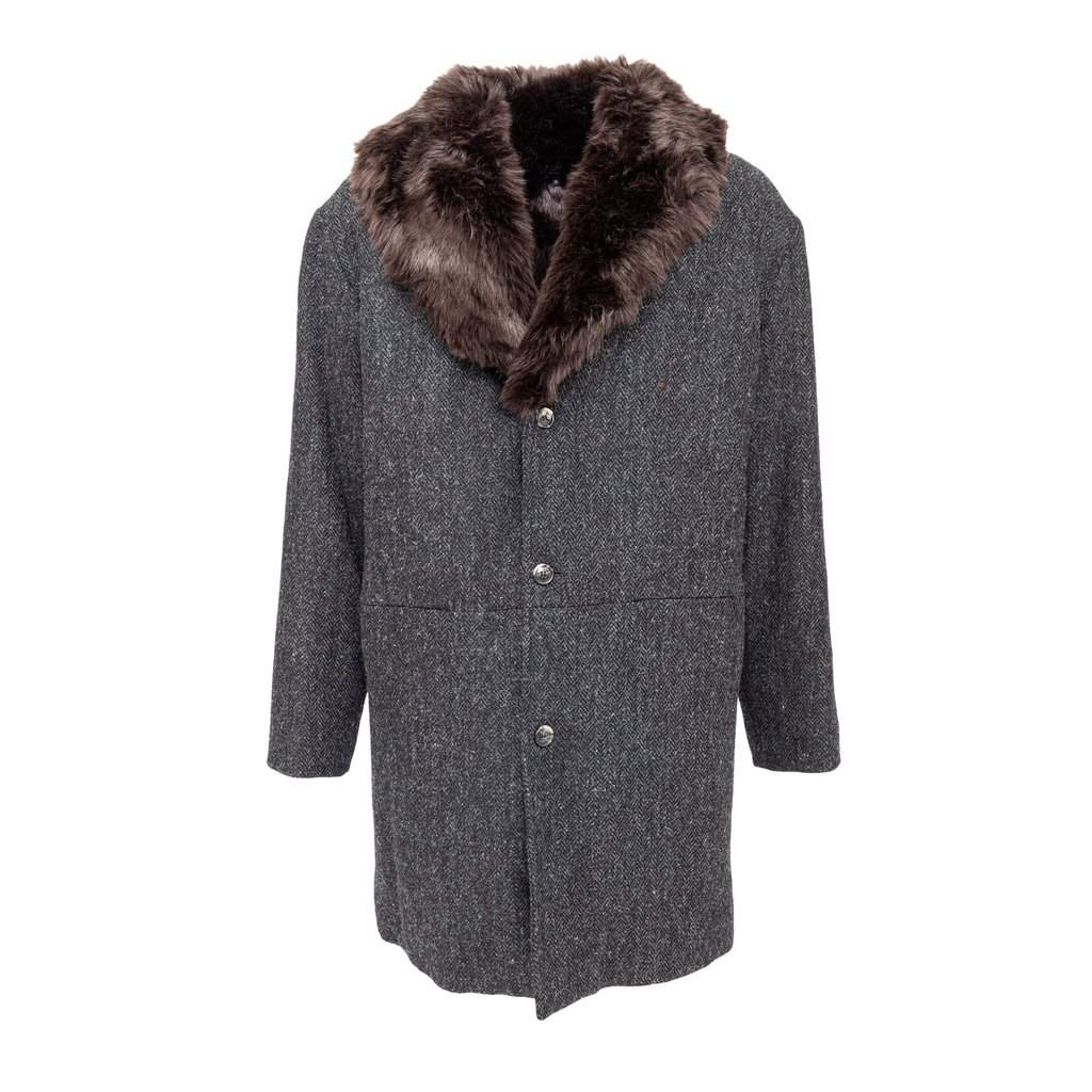 Unsigned A.P.C. Faux Fur Coat - '20s MultiColor Wool Good - Front View