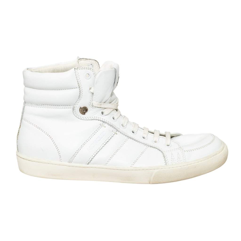 Moncler Lyon High Top Sneakers - '10s White Leather Good - Front View