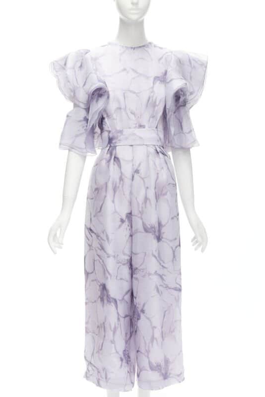 Unsigned Purple Ruffled Jumpsuit Purple Polyester Never worn - Front View
