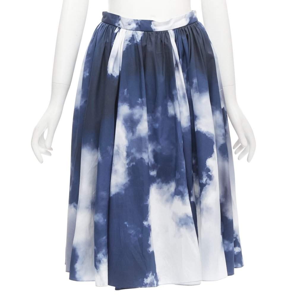 Alexander McQueen Cloud Flared Skirt Blue Cotton Never worn - Front View