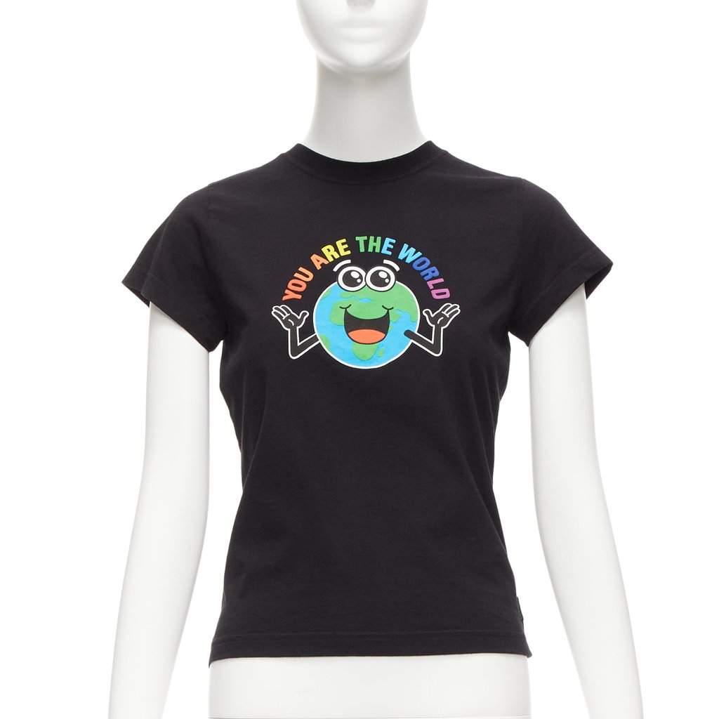Balenciaga Rainbow Globe Shirt Black Cotton Never worn - Front View