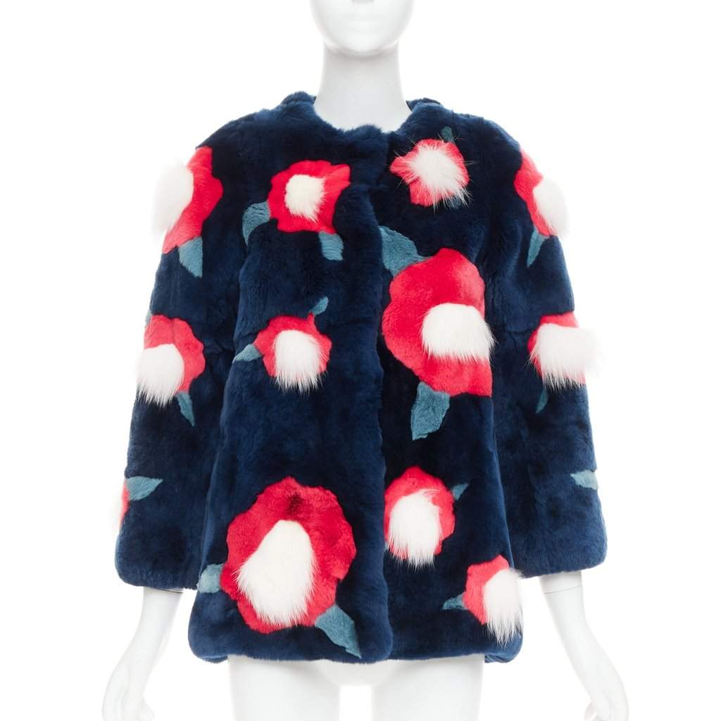 Yves Salomon Navy Fur Coat Navy Fur Very good condition - Front View
