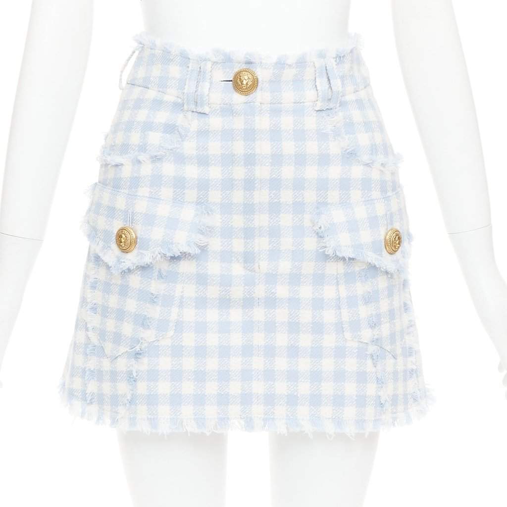 Balmain Blue Cotton Skirt Blue Cotton Very good condition - Front View