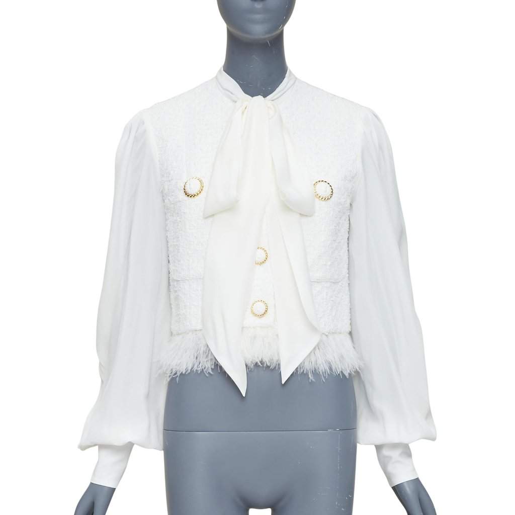 Balmain Ecru Tweed Jacket Beige Tweed Very good condition - Front View