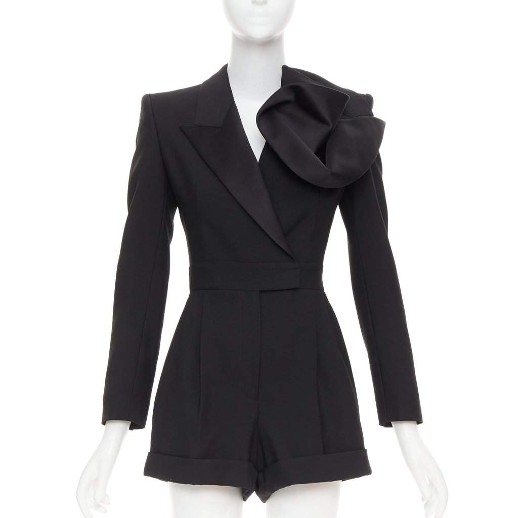 Alexander McQueen Orchid embellished playsuit Black Silk Very good condition - Front View