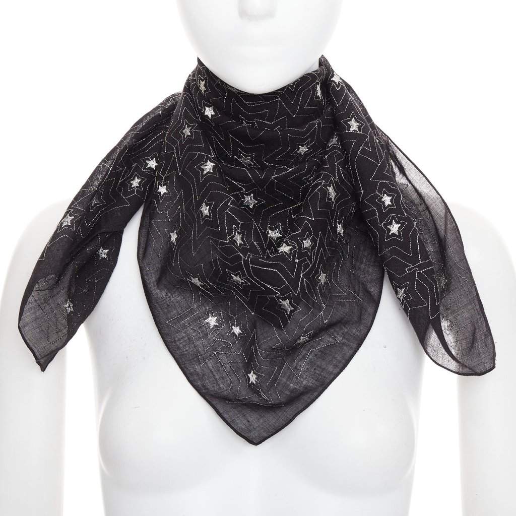 Saint Laurent Black Cotton Scarf Black Cotton Very good condition - Front View