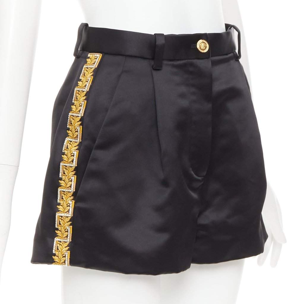 Versace Black Polyester Shorts Black Polyester Very good condition - Front View