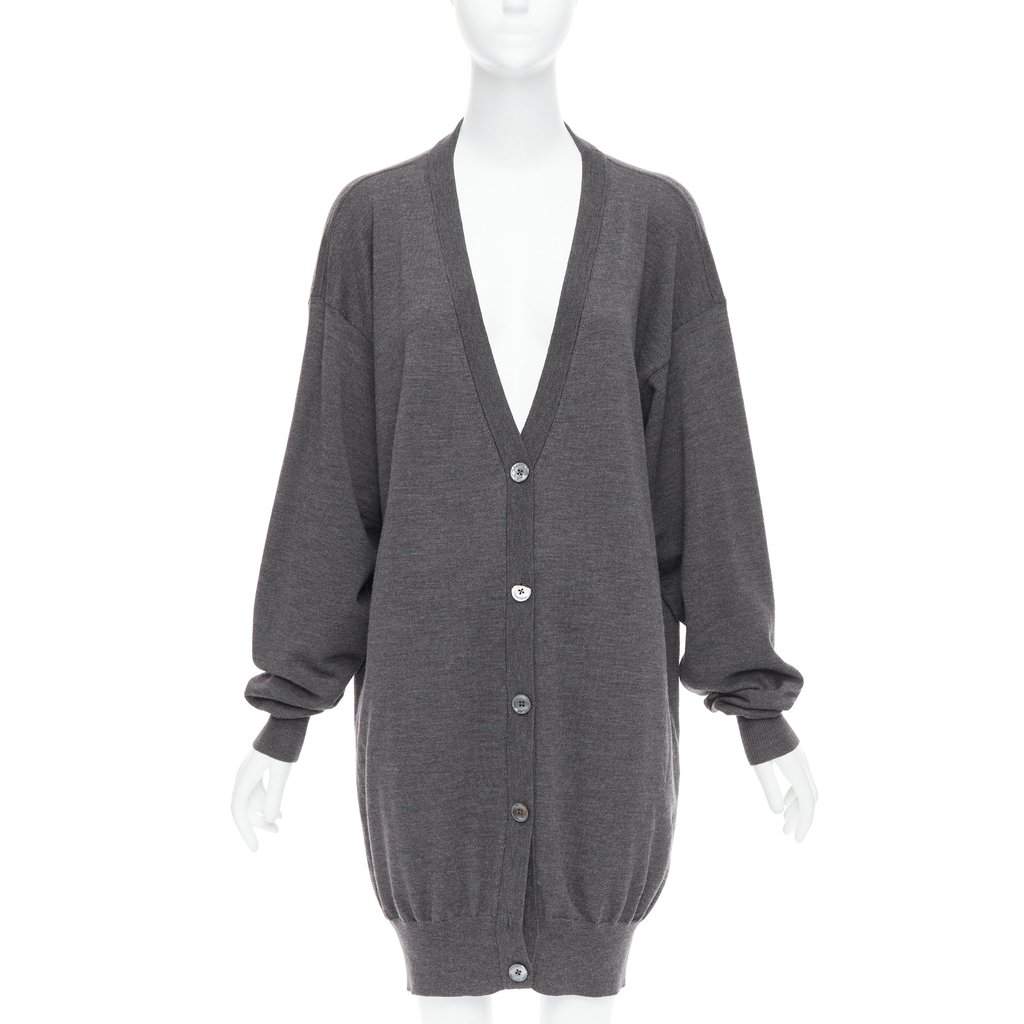 Maison Martin Margiela Oversized Long Cardigan Grey Wool Fair condition - Front View