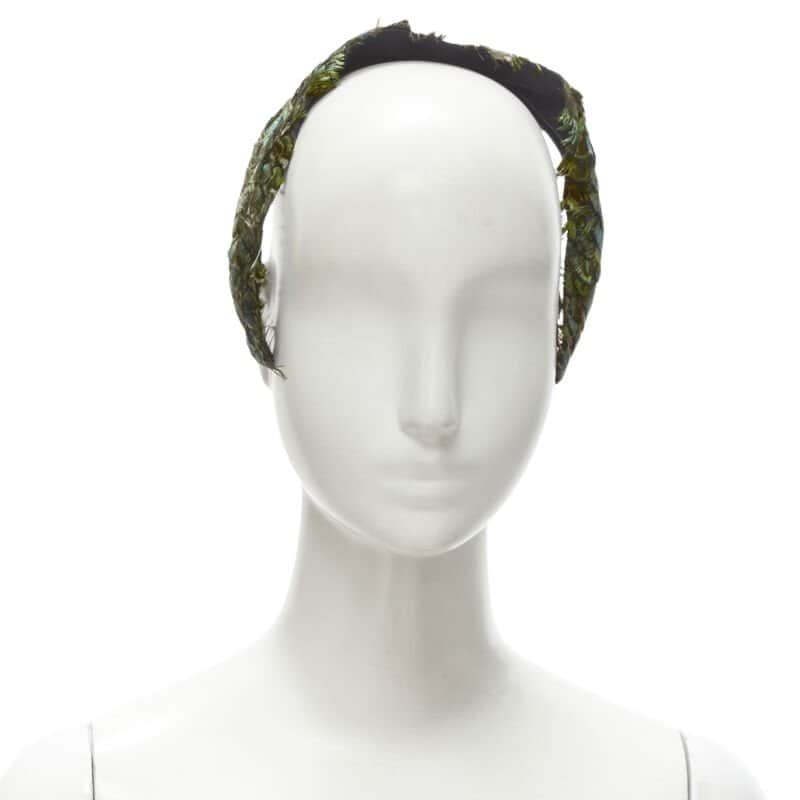 Unsigned Feather Sequin Band Green Never worn - Front View