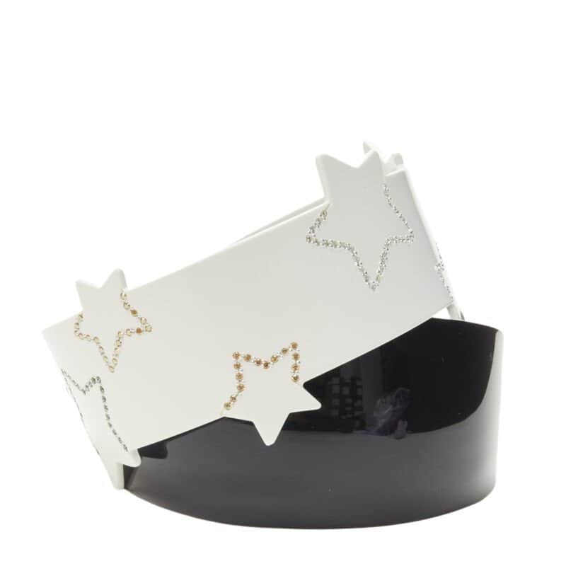 Unsigned Star Acrylic Headband White Plastic Never worn - Front View