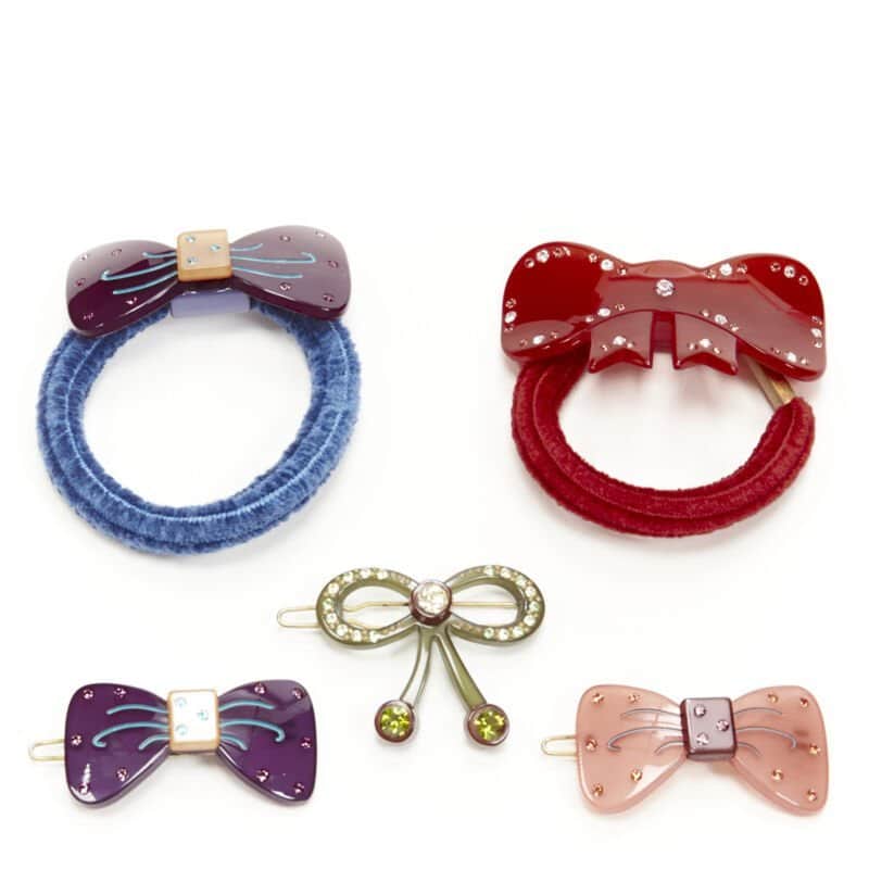 Unsigned Ribbon Hair Clips MultiColor Plastic Never worn - Front View