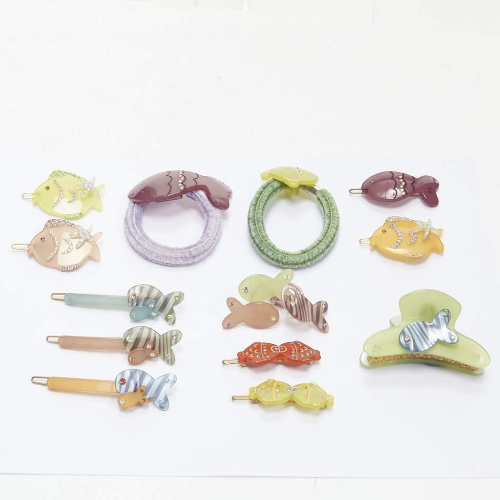 Unsigned Fish Hair Clips MultiColor Plastic Very good condition - Front View