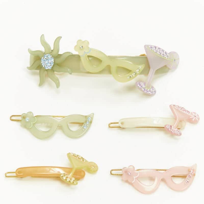 Unsigned Martini Hair Clips MultiColor Plastic Very good condition - Front View