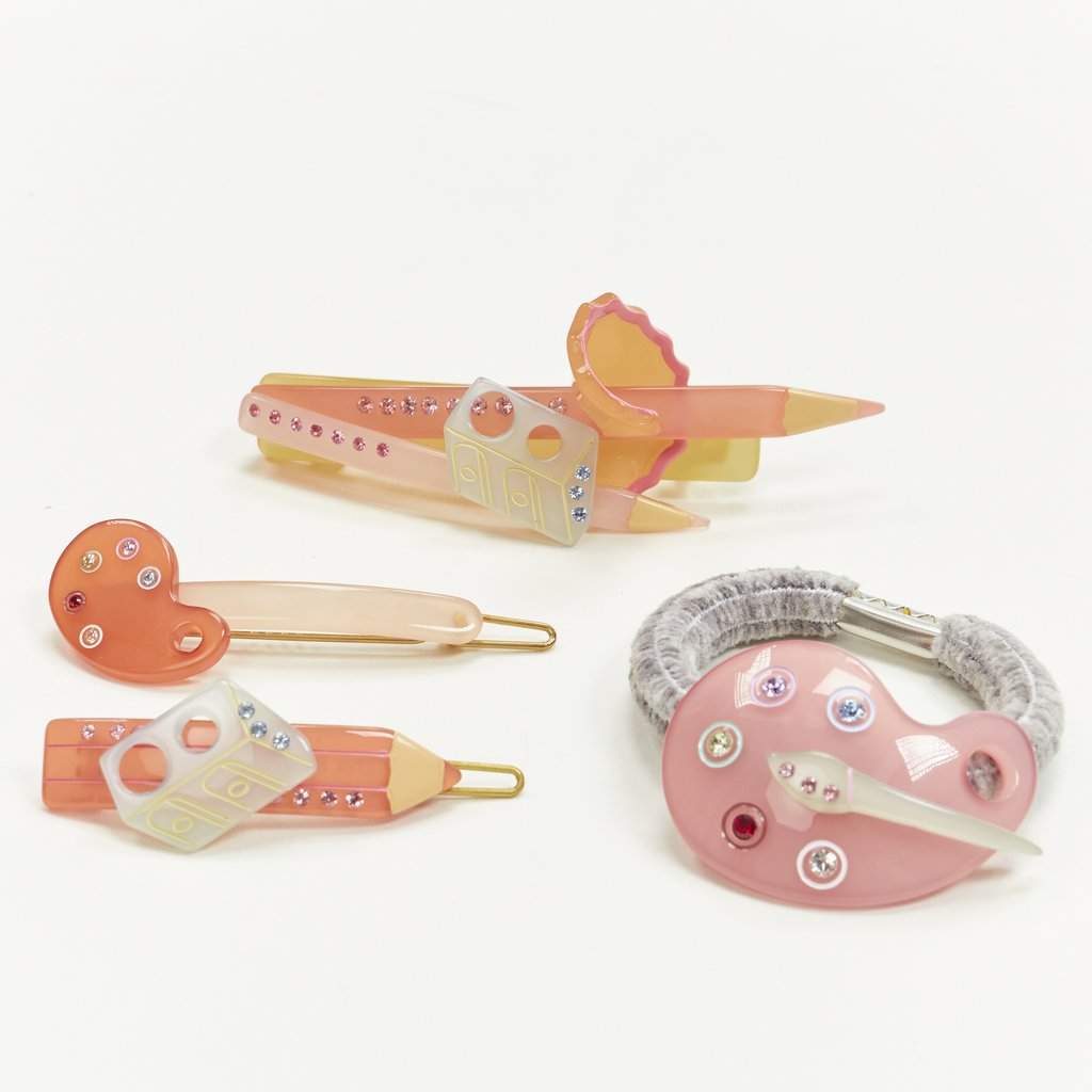 Unsigned Brush Hair Clips MultiColor Plastic Very good condition - Front View