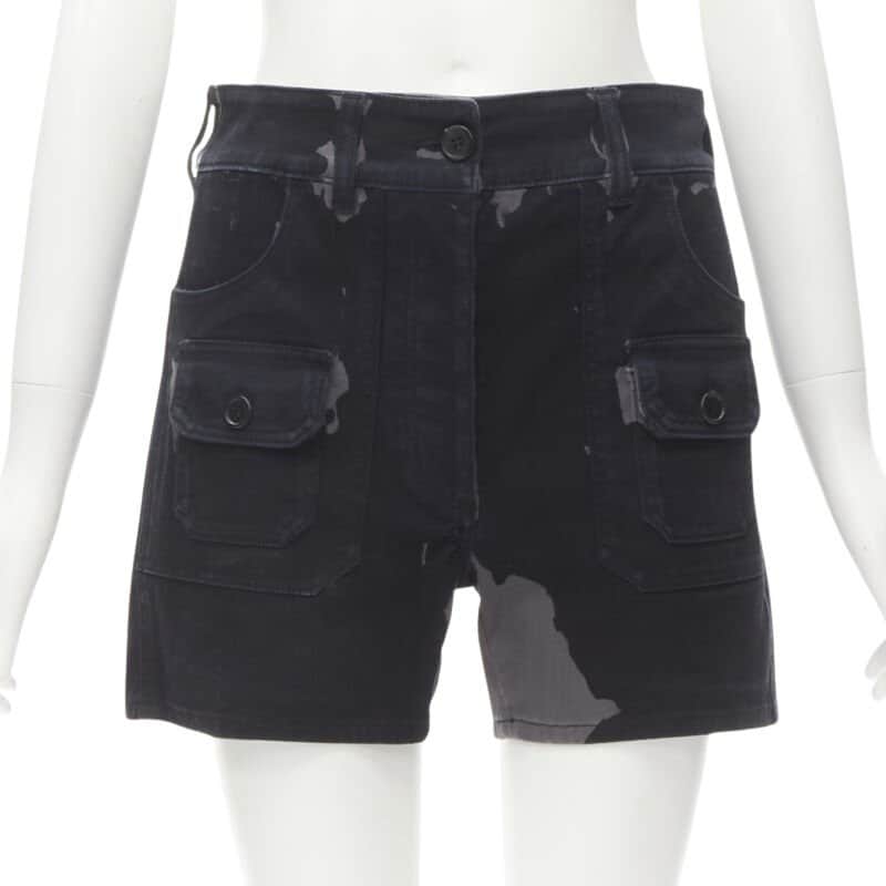 Prada Camo Cargo Shorts Black Cotton Very good condition - Front View