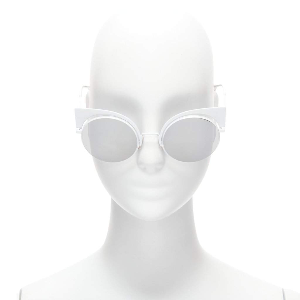 Fendi Gradient Cat Eye Sunglasses White Metal Never worn - Front View