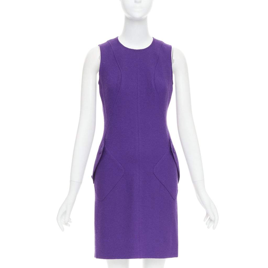 Versace Purple Wool Dress Purple Wool Very good condition - Front View