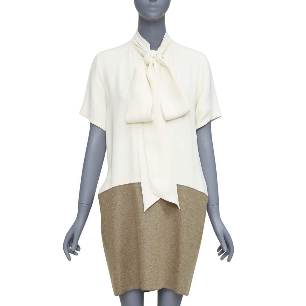 Celine Ecru Silk Dress Beige Silk Very good condition - Front View