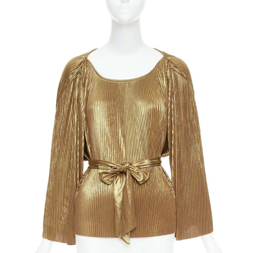 Halston Heritage Gold Polyester Top Gold Polyester Very good condition - Front View