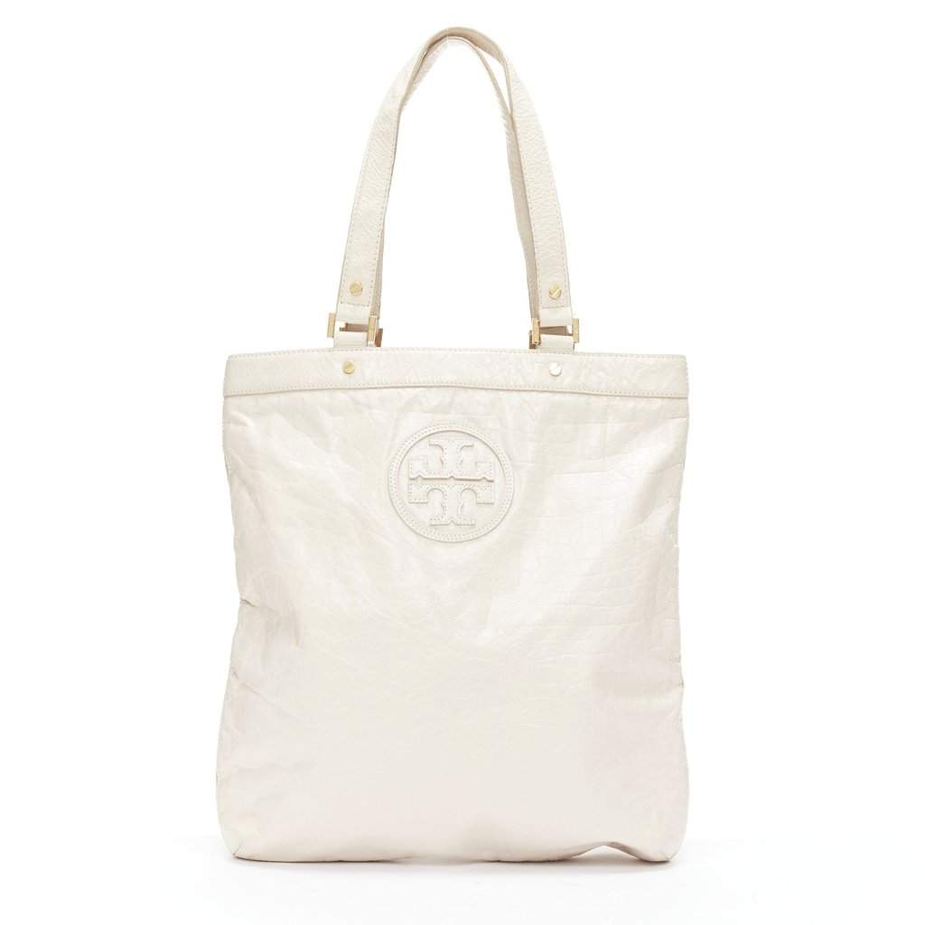 Tory Burch Oversized Zip Clutch White Leather Very good condition - Front View