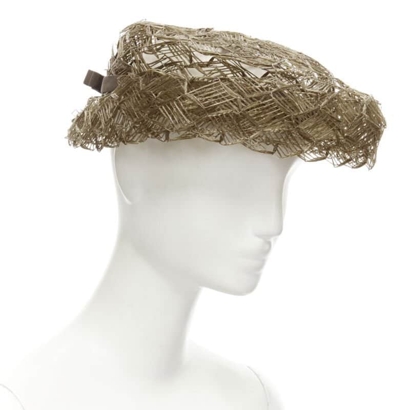 Unsigned Raffia Woven Boater Hat Other Never worn - Front View