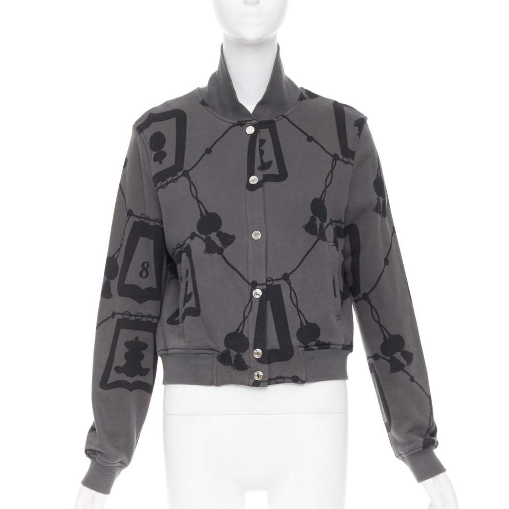 Hermès Poste et Cavalerie Bomber Jacket Grey Cotton Very good condition - Front View