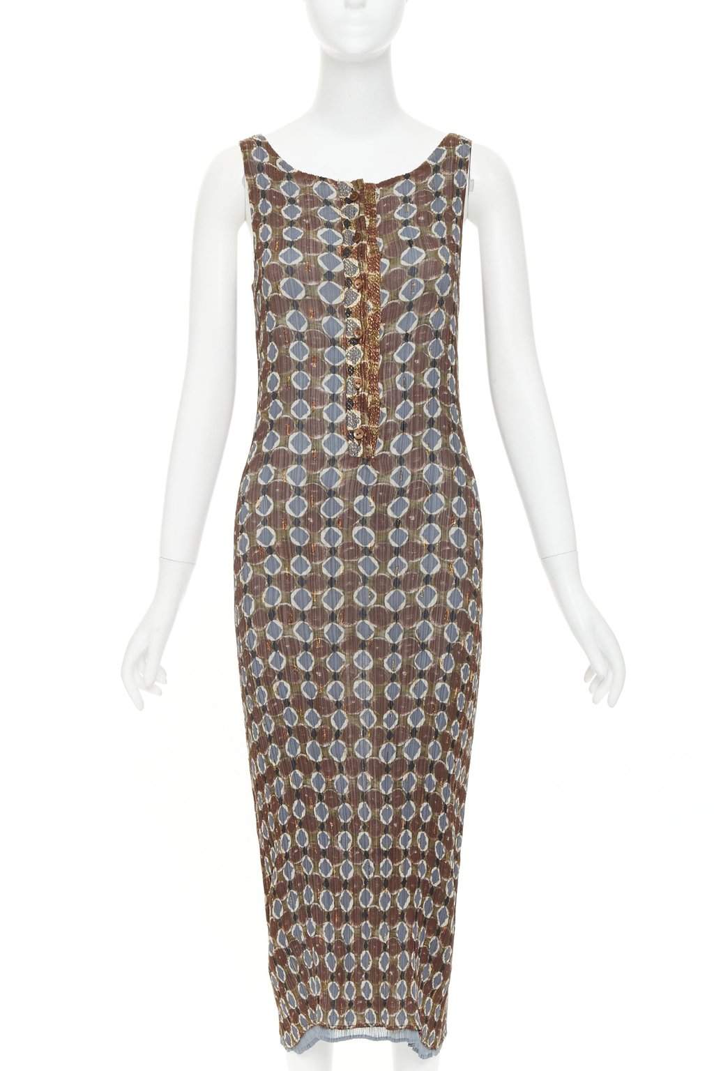 Issey Miyake Brown Polyester Dress Brown Polyester Very good condition - Front View