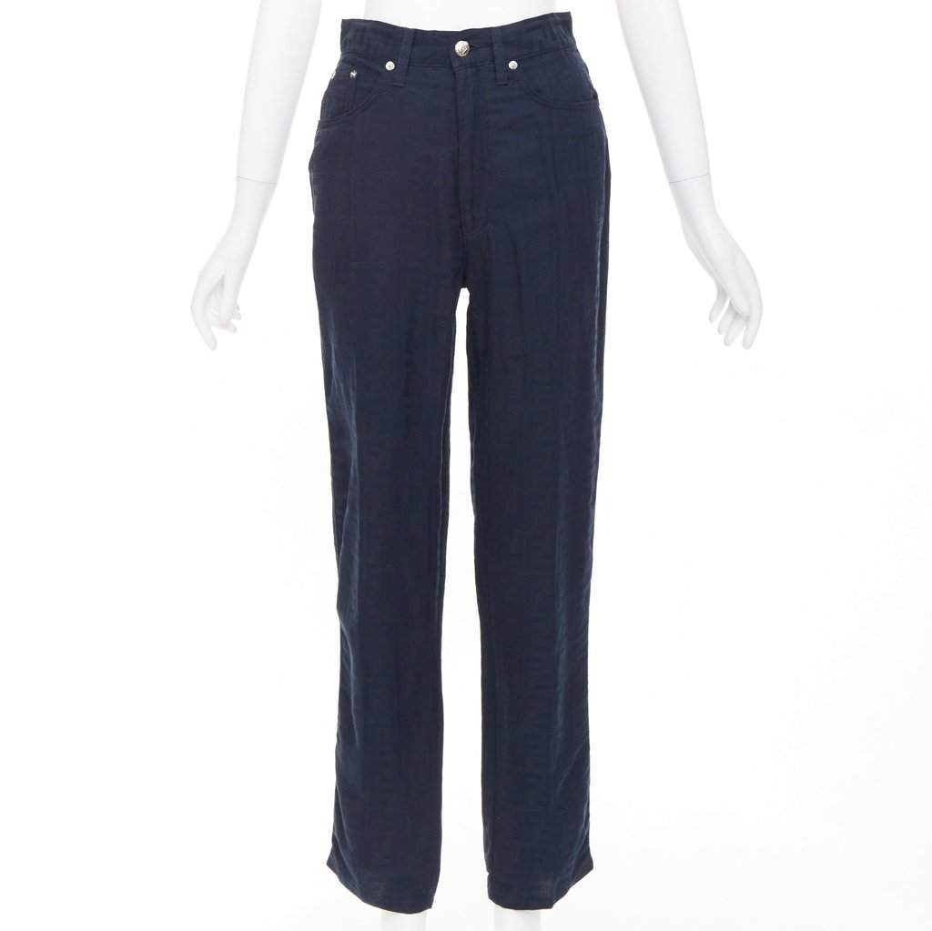 Fendi Navy Viscose Trouser Navy Viscose Very good condition - Front View