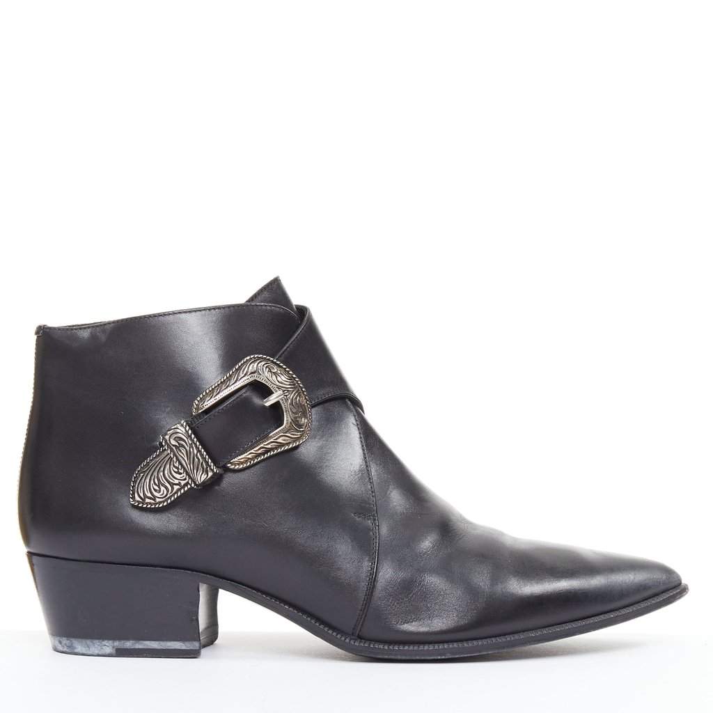 Saint Laurent Black Leather Heels Black Leather Fair condition - Front View