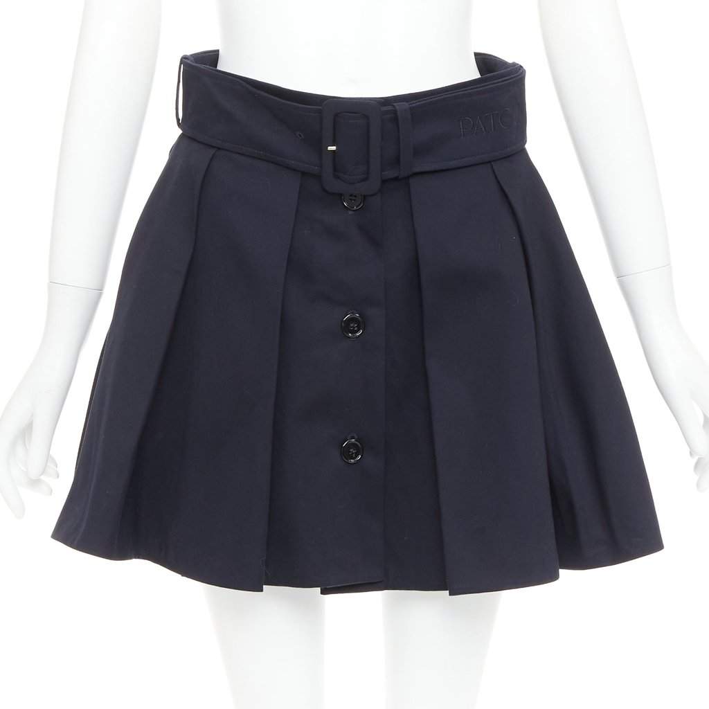 Patou Navy Cotton Skirt Navy Cotton Very good condition - Front View