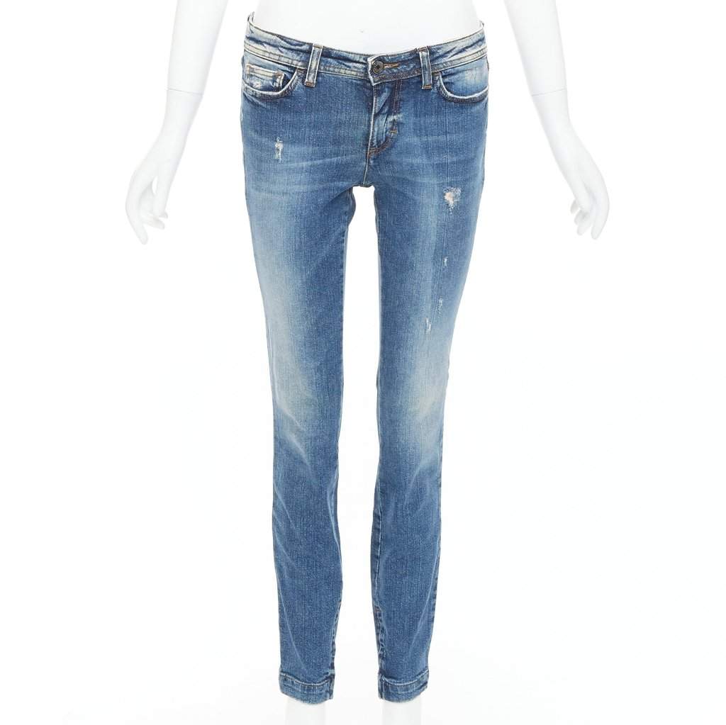 Dolce & Gabbana Distressed Matte Jeans Blue Very good condition - Front View