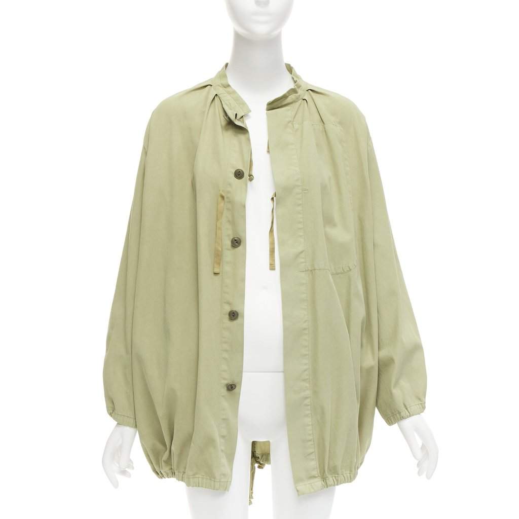 Unsigned Green Drawstring Parka Green Cotton Very good condition - Front View