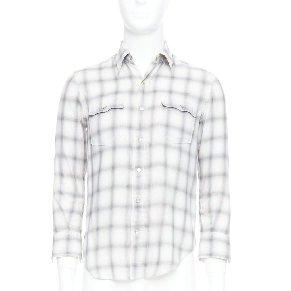 Saint Laurent Snap Button Shirt Grey Polyester Very good condition - Front View