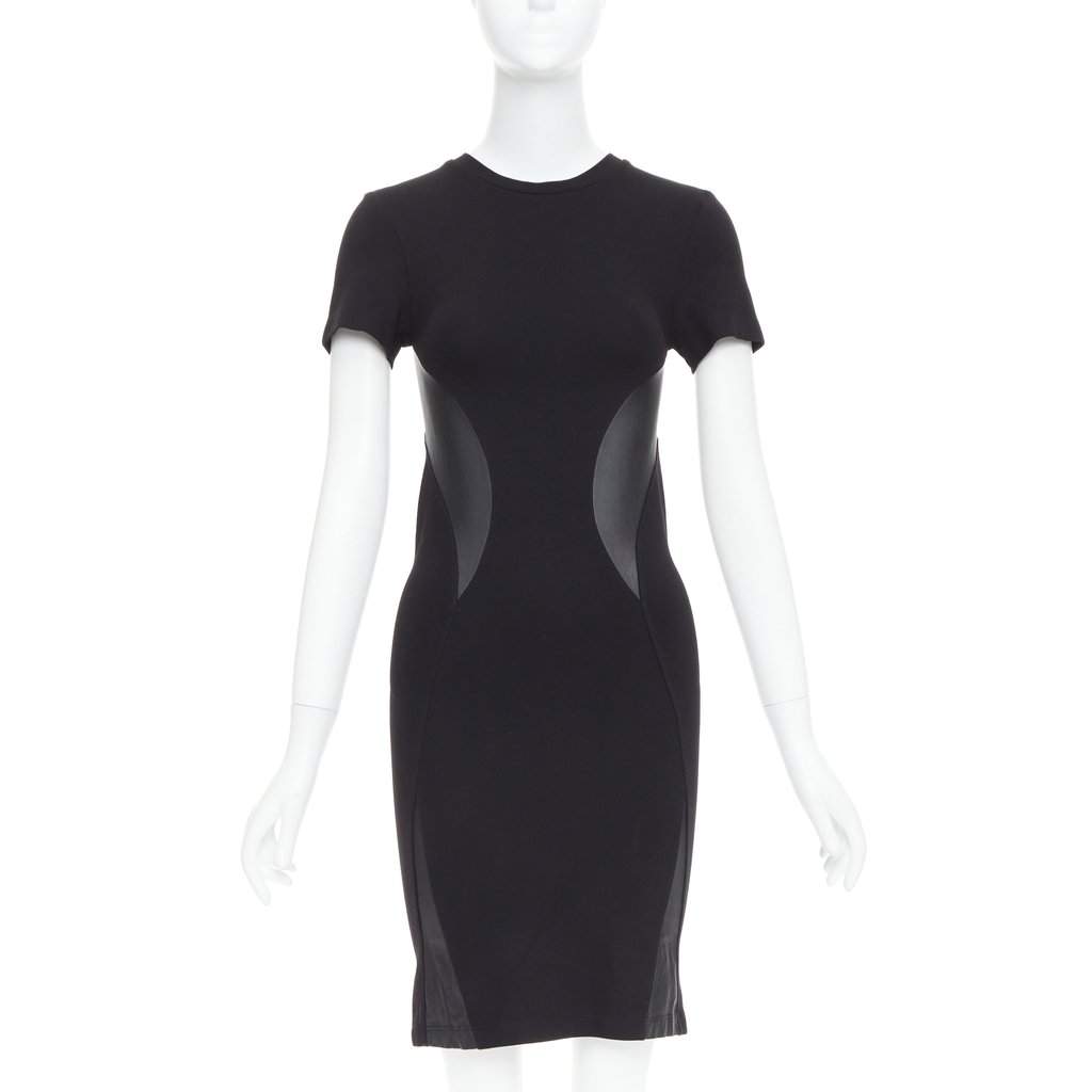 MCQ Leather Bodycon Dress Black Polyester Very good condition - Front View