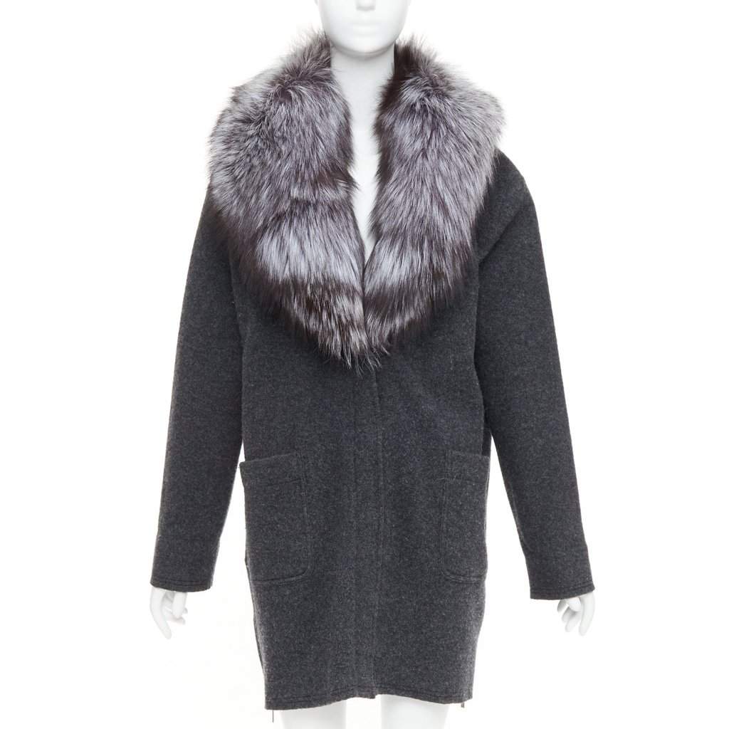 Michael Kors Grey Fur Coat Grey Fur Very good condition - Front View